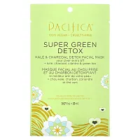 Pacifica, Super Green Detox, Beauty Facial Mask, Kale &amp; Charcoal, 1 Sheet Mask, 0.67 fl oz (20 ml)