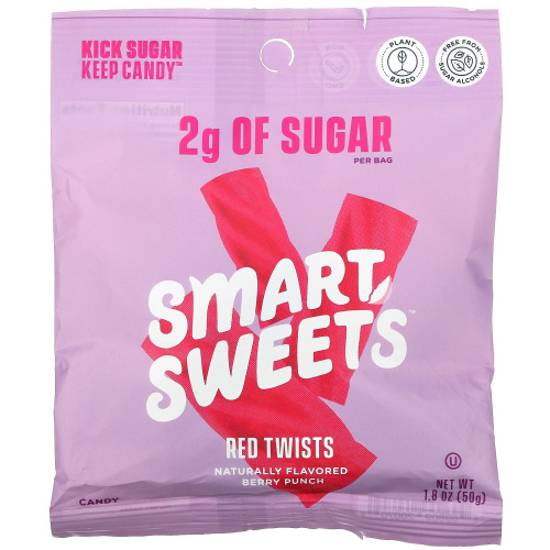 SmartSweets, Red Twists, ягодный пунш, 50 г (1,8 унции)