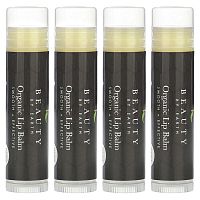 Beauty By Earth, Organic Beeswax Lip Balm, Peppermint, 4 Tubes, 0.15 oz Each