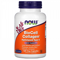 NOW Foods, BioCell Collagen, гидролизованный тип 2, 120 растительных капсул