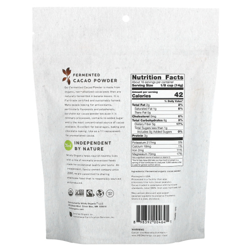 Wildly Organic, Fermented Cacao Powder, 8 oz (227 g) фото 2