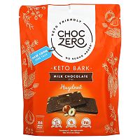 ChocZero, Keto Bark, молочный шоколад, с фундуком, 15 мини-упаковок, 170 г (6 унций)