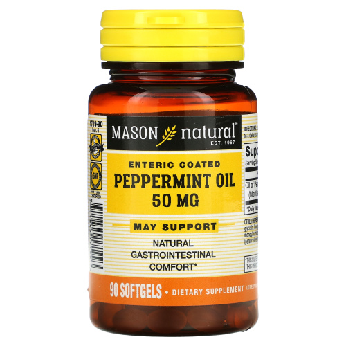 Mason Natural, Масло мяты перечной, 50 мг, 90 капсул