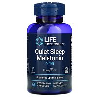 Life Extension, Quiet Sleep, мелатонин, 5 мг, 60 растительных капсул