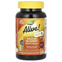 Nature&#x27;s Way, Alive! Kids, Premium Gummy Multivitamin, Cherry, Grape &amp; Orange, 90 Gummies