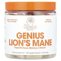 The Genius Brand, Genius Lion&#x27;s Mane, 1,200 mg, 120 Veggie Capsules (600 mg Per Capsule)