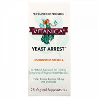 Vitanica, Yeast Arrest, здоровье влагалища, 28 вагинальных суппозиториев