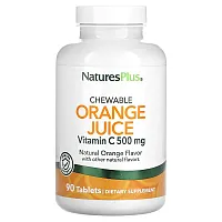 NaturesPlus, Chewable Orange Juice, Vitamin C, Natural Orange, 500 mg, 90 Tablets