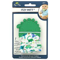 itzy ritzy, Itzy Mitt, пищевой силиконовый прорезыватель для зубов, от 3 месяцев, динозавр, 1 прорезыватель