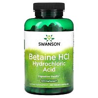 Swanson, Betaine HCl Hydrochloric Acid with VegPeptase, 250 Veggie Capsules