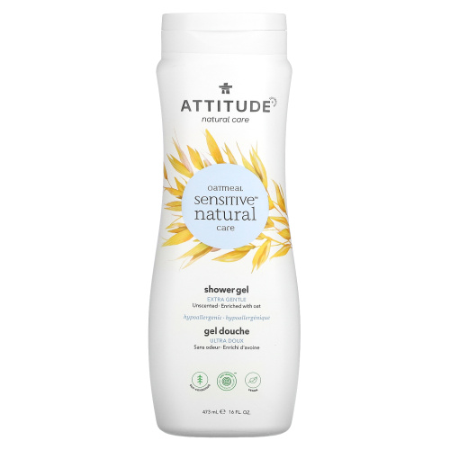 ATTITUDE, Oatmeal Sensitive Natural, гель для душа, экстра нежный, без запаха, 473 мл (16 жидк. Унций)