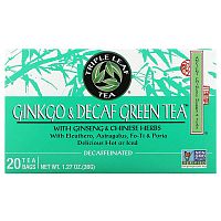 Triple Leaf Tea, Ginkgo &amp; Decaf Green Tea, 20 Tea Bags, 1.27 oz (36 g)