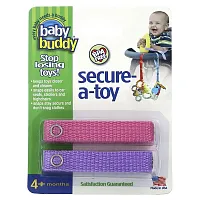 Baby Buddy, Secure-A-Toy, 4+ Months, Pink and Purple, 2 Straps