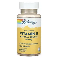 Solaray, Vitamin E, Natural Source, High Potency , 670 mg, 60 Softgels