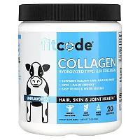 fitcode, Collagen, Hydrolyzed Type I &amp; III Collagen, Unflavored, 7.76 oz (220 g)