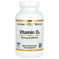 California Gold Nutrition, Vitamin D3, 50 mcg (2,000 IU), 360 Fish Gelatin Softgels