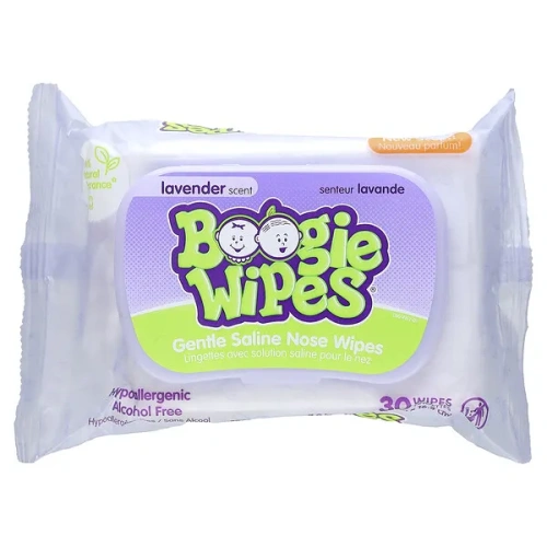 Boogie Wipes, Gentle Saline Nose Wipes, Lavender , 30 Wipes