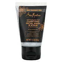 SheaMoisture, African Black Soap, Clarifying Facial Wash &amp; Scrub, Fragrance Free, 1.5 oz (43 g)