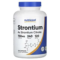 Nutricost, Strontium, 750 mg , 240 Capsules (375 mg per Capsule)