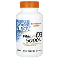 Doctor&#x27;s Best, Vitamin D3, 125 mcg (5,000 IU), 720 Softgels