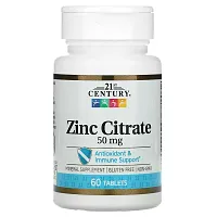 21st Century, Zinc Citrate, 50 mg, 60 Tablets