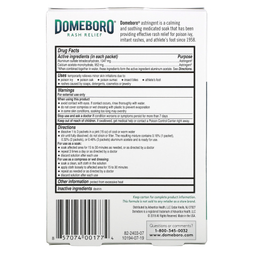 Domeboro, Medicated Soak, Rash Relief, 12 Powder Packets фото 2