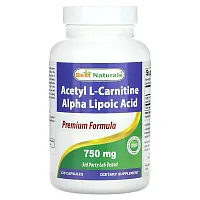 Best Naturals, Acetyl L-Carnitine Alpha Lipoic Acid, 750 mg, 120 Capsules