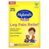 Hyland's, 4 Kids, средство для снятия боли в ногах, возраст 2–12 лет, 50 быстрорастворимых таблеток