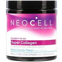 Neocell, Super Collagen, коллаген типа 1 и 3, французская ваниль, 181,4 г (6,4 унции)