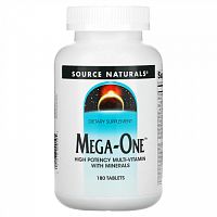 Source Naturals, Mega-One, высокоэффективный мультивитамин с минералами, 180 таблеток