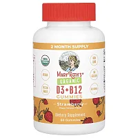 MaryRuth&#x27;s, Organic D3 + B12 Gummies, Strawberry, 60 Gummies