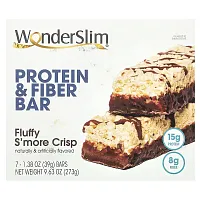 WonderSlim, Protein &amp; Fiber Bar, Fluffy S&#x27;more Crisp, 7 Bars, 1.38 oz (39 g) Each