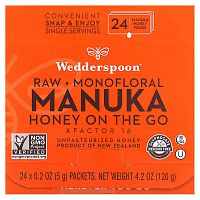 Wedderspoon, Raw Monofloral Manuka Honey On The Go, KFactor  16, 24 Pack, 0.2 oz (5 g) Each