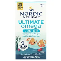 Nordic Naturals, Ultimate Omega Junior,  Ages 6+, Strawberry, 680 mg, 90 Mini Soft Gels (340 mg per Soft Gel)