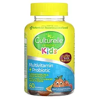 Culturelle, Kids Probiotics, Multivitamin + Probiotic, Peach-Orange &amp; Mixed Berry, 60 Gummies