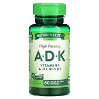 Nature&#x27;s Truth, High Potency A, D, K, 60 Quick Release Softgels