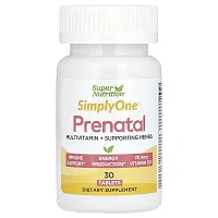 Super Nutrition, SimplyOne, Prenatal, Multivitamin and Supporting Herbs, 30 Tablets