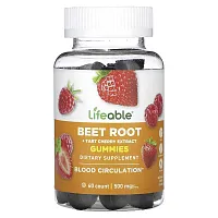 Lifeable, Beet Root + Tart Cherry Extract Gummies, Natural Berry, 500 mg, 60 Gummies (250 mg per Gummy)