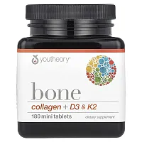 Youtheory, Bone, Collagen + D3 &amp; K2, 180 Mini Tablets