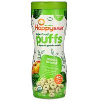 Happy Family Organics, Superfood Puffs, снек из органических злаков, яблоко и брокколи, 60 г (2,1 унции)