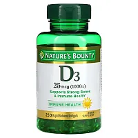 Nature&#x27;s Bounty, D3, 25 mcg (1000 IU), 250 Rapid Release Softgels