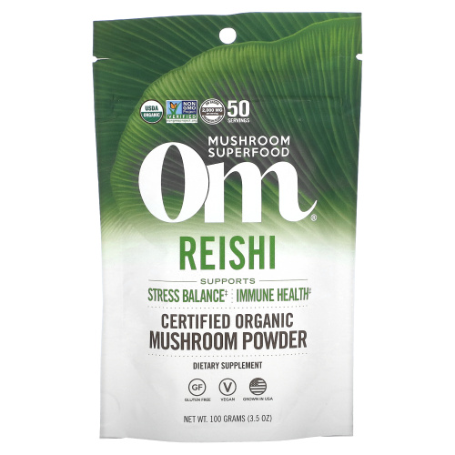 Om Mushrooms, Reishi, Certified 100% Organic Mushroom Powder, 3.5 oz (100 g)