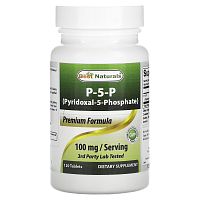 Best Naturals, P-5-P (пиридоксаль-5-фосфат), 100 мг, 120 таблеток (50 мг в 1 таблетке)