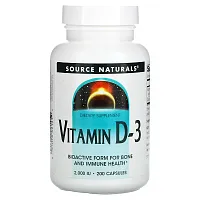 Source Naturals, Vitamin D-3, 2,000 IU, 200 Capsules