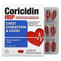 Coricidin HBP, Chest Congestion &amp; Cough, 20 Liquid Gels