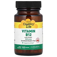 Country Life, Vitamin B12 with Folate, Cherry, 100 Lozenges