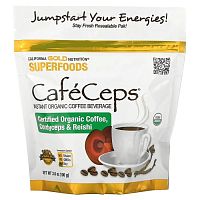 California Gold Nutrition, CafeCeps, сертифицированный органический растворимый кофе с порошком из грибов кордицепс и рейши, 100 г (3,5 унции)