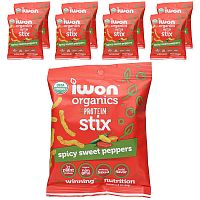 IWON Organics, Organics Protein Stix, Spicy Sweet Peppers, 8 Bags, 1.5 oz (42 g) Each