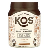 KOS, Organic Plant Protein, Chocolate, 1.3 lb (585 g)