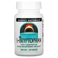 Source Naturals, L-триптофан с витамином В6 в коэнзимной форме, 500 мг, 60 таблеток